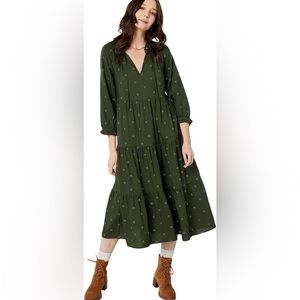 Madewell Tiered Stardot Midi Dress - Challis
